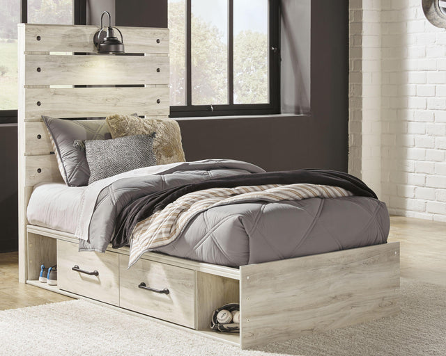 Ashley Cambeck - Whitewash - Twin Panel Bed with Side Storage Drawers