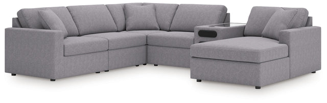 Ashley Modmax - Granite - 6-Piece Sectional With Audio System, Raf Corner Chaise And Laf Corner Chair
