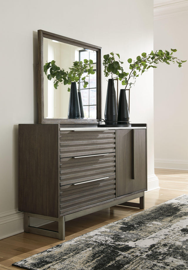 Ashley Arkenton - Grayish Brown - Dresser, Mirror