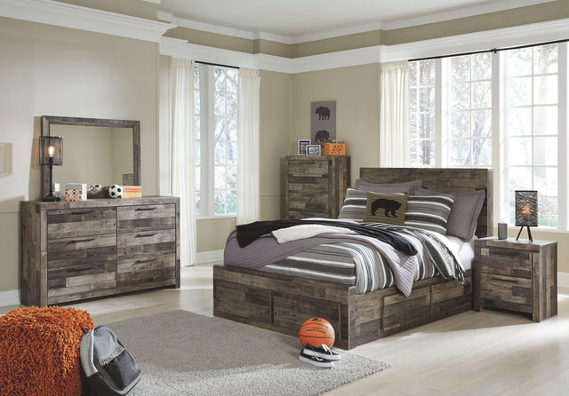 Ashley Derekson - Multi Gray - 9 Pc. - Dresser, Mirror, Full Panel Bed with 6 Storage Drawers, 2 Nightstands