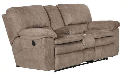 Catnapper Reyes - Power Lay Flat Reclining Console Loveseat With Storage & Cupholders - Portabella