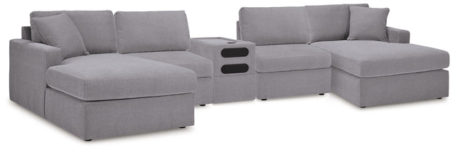 Ashley Modmax - Granite - 5 Piece Double Chaise Sectional With Audio Console