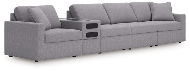 Ashley Modmax - Granite - 5-Piece Sectional With Audio Console