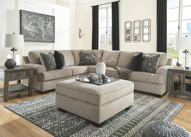 Ashley Bovarian - Stone - 4 Pc. - Right Arm Facing Loveseat 3 Pc Sectional, Ottoman