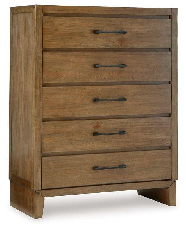 Ashley Sherbana Five Drawer Chest - Light Brown