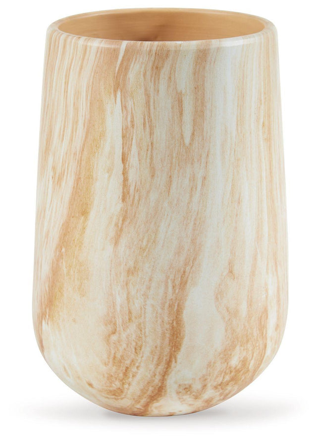 Ashley Cammen Vase - Tan/White