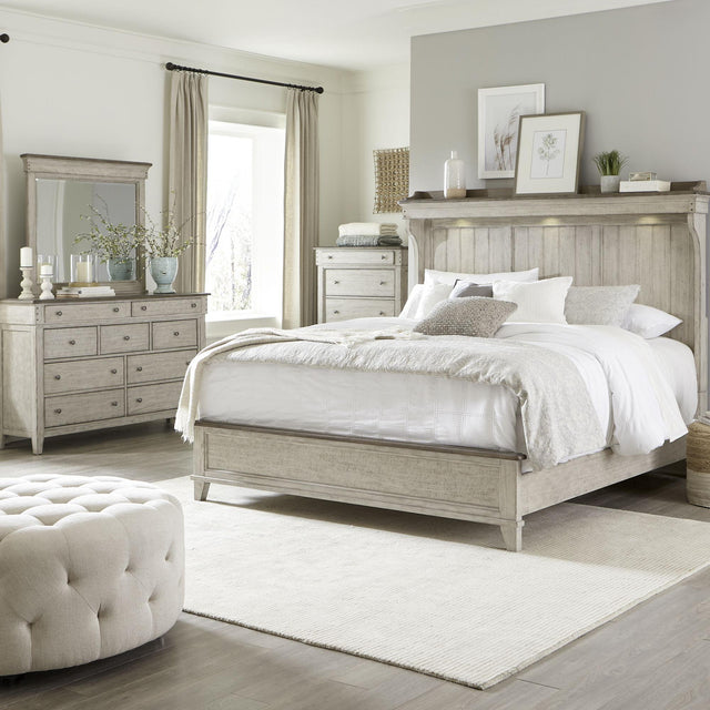 Liberty Furniture Ivy Hollow - 4 Piece Bedroom Set (Queen Mantle Bed, Dresser & Mirror, Chest) - White