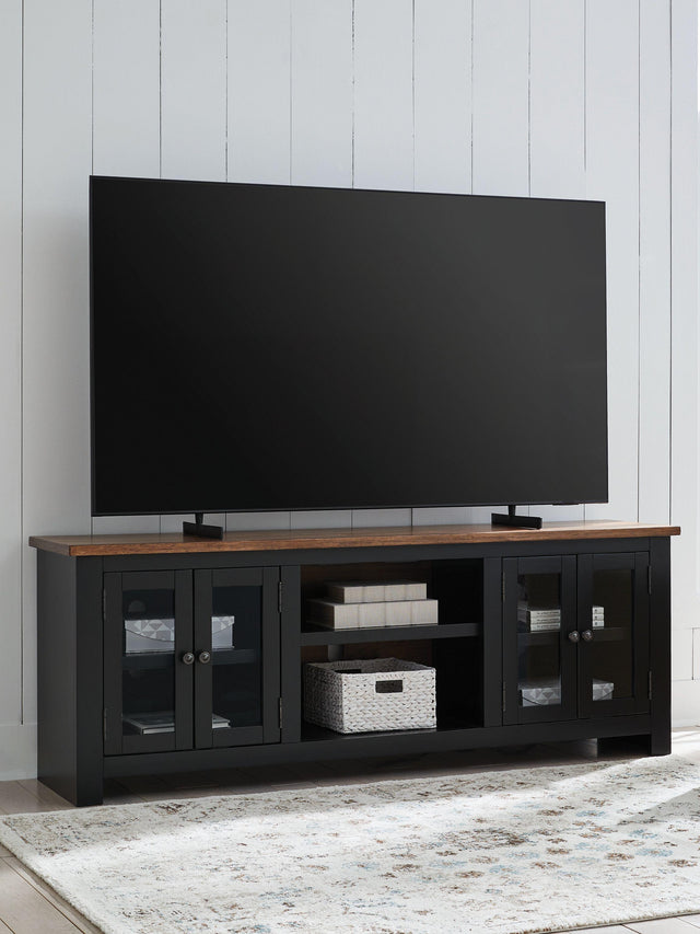 Ashley Wildenauer XL TV Stand w/Fireplace Option - Brown/Black