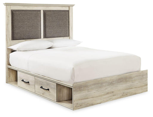 Ashley Cambeck - Whitewash - Queen Upholstered Panel Storage Bed