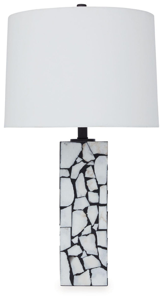 Ashley Macaria Marble Table Lamp (1/CN) - White/Black