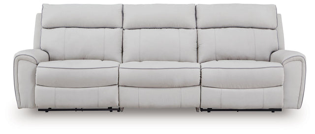 Ashley Social Pointe - Pearl / Ash - 3-Piece Power Reclining Sectional