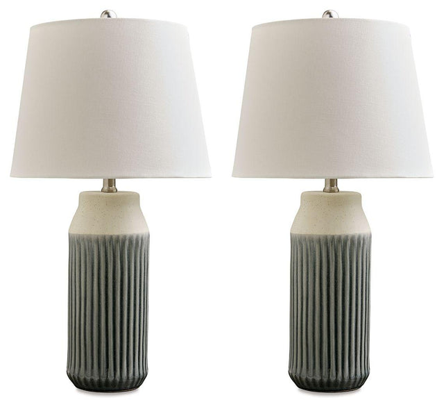 Ashley Afener Ceramic Table Lamp (2/CN) - Blue/Beige