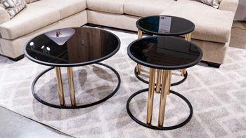 Ashley Hannerly Occasional Table Set (3/CN) - Black/Gold Finish