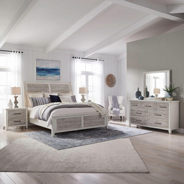 Liberty Furniture Backroads - 4 Piece Bedroom Set (Queen Sleigh Bed, Dresser & Mirror, N/S) - White