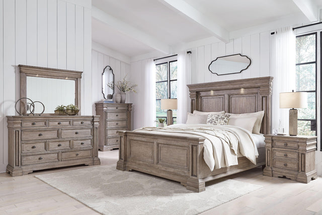 Ashley Blairhurst - 6 Pc. - Dresser, Mirror, Chest, California King Panel Bed - Light Grayish Brown