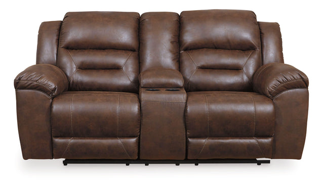 Ashley Stoneland DBL Rec Loveseat w/Console - Chocolate