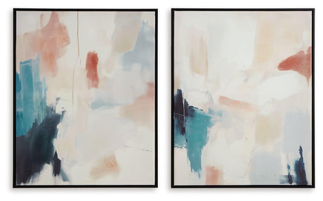 Ashley Caldish Wall Art Set (2/CN) - Blue/White/Pink