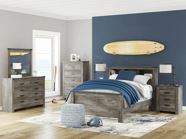 Ashley Frandern - 8 Pc. - Dresser, Mirror, Chest, Full Bookcase Panel Bed, 2 Nightstands - Gray