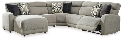 Ashley Colleyville - Stone - 5-Piece Power Reclining Sectional With Laf Press Back Power Chaise And Armless Chairs