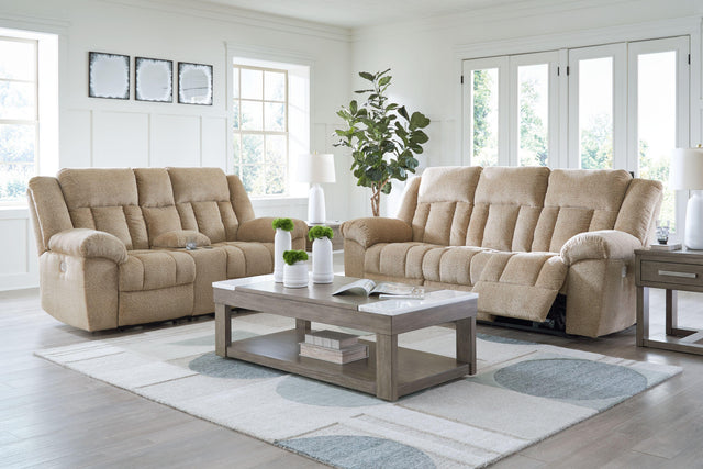 Ashley Tip-off - Wheat - 2 Pc. - Power Reclining Sofa, Power Reclining Loveseat