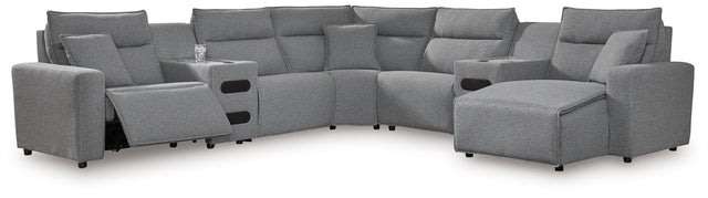 Ashley Modmax - Salt And Pepper - 7-Piece Power Reclining Sectional With RAF Press Back Power Chaise