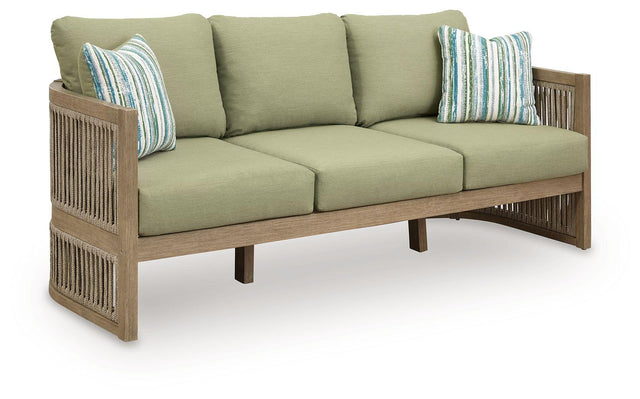Ashley Serena Shores Sofa with Cushion - Beige/Green