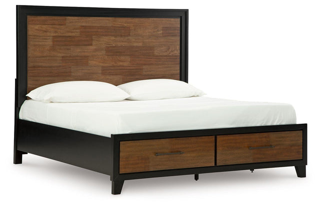 Ashley Kraeburn - Brown / Black - King Panel Storage Bed