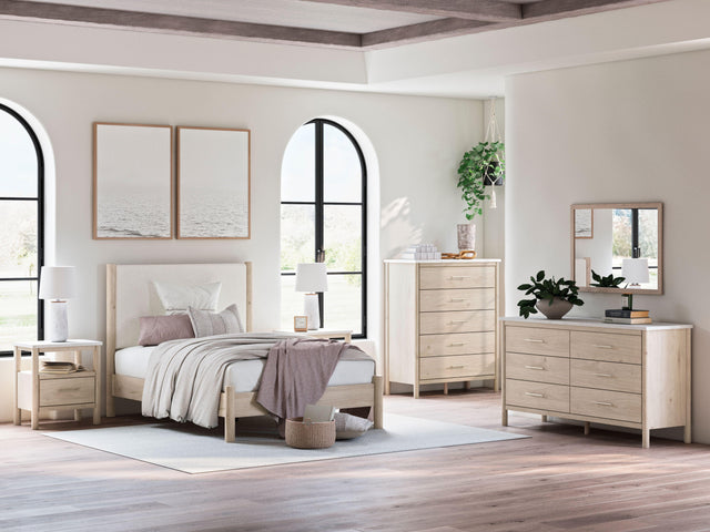 Ashley Cadmori - Two-tone - 5 Pc. - Dresser, Mirror, Full Upholstered Panel Bed