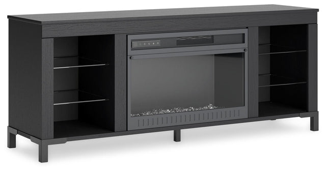 Ashley Cayberry TV Stand with Fireplace - Black
