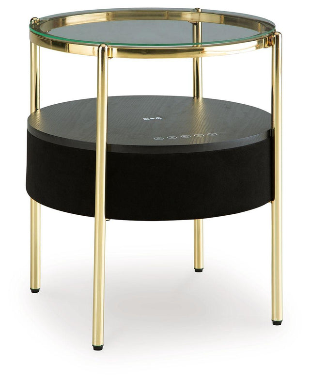 Ashley Nedman Accent Table with Speaker - Black/Gold Finish