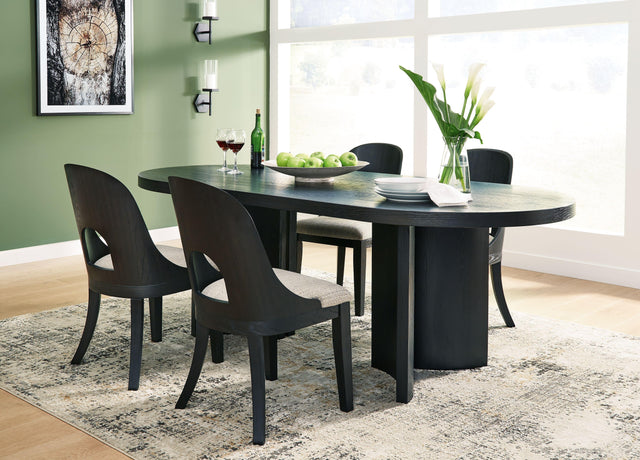 Ashley Rowanbeck - 5 Pc. - Dining Table, 4 Side Chairs - Black