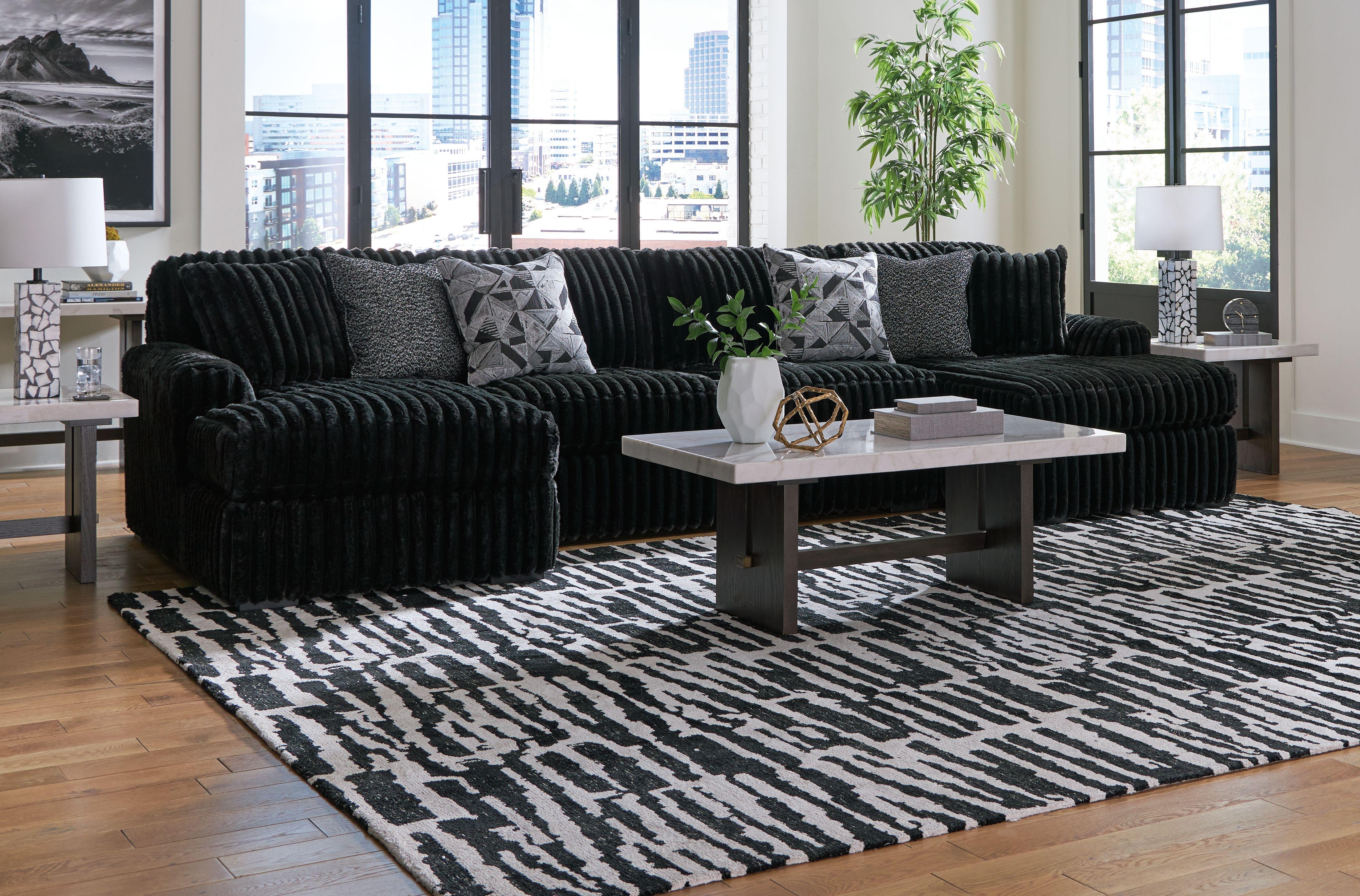 アリゾナ マットブラックXXL Midnight-madness - Onyx - 3-Piece Sectional With Laf And Raf
