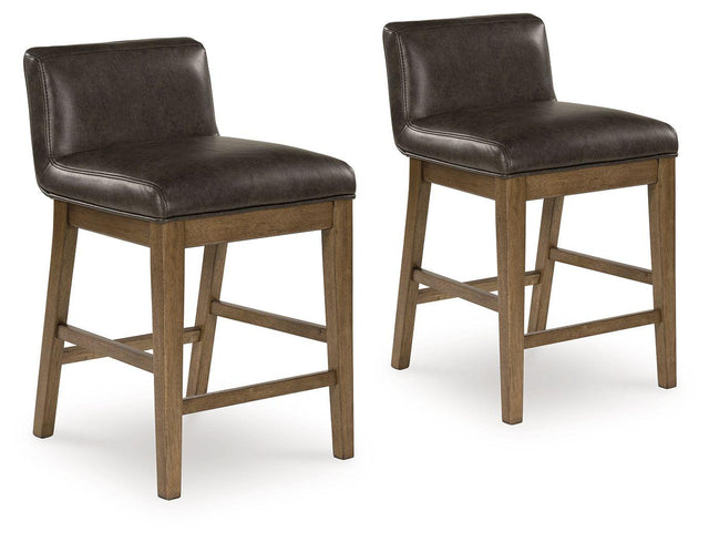 Ashley Cabalynn Upholstered Barstool (2/CN) - Two-tone Brown