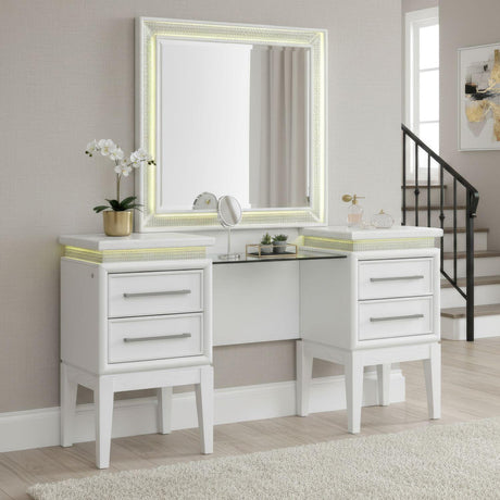 Liberty Furniture Reflections - Vanity Desk - Pearl White & Rhinestone