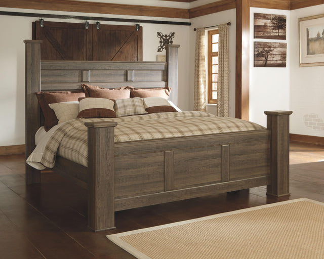 Ashley Juararo - Dark Brown - California King Poster Bed