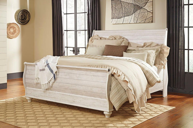 Ashley Willowton - Whitewash - Queen Sleigh Bed