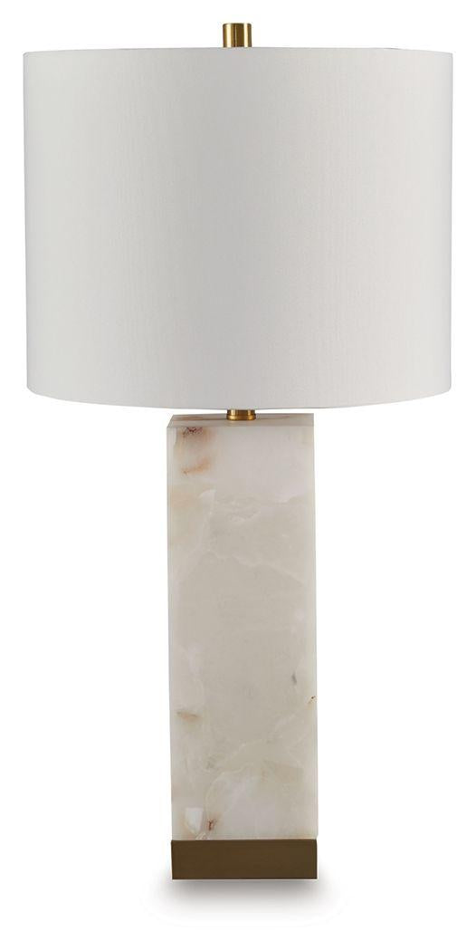 Ashley Linderfield Alabaster Table Lamp (1/CN) - White/Gold Finish
