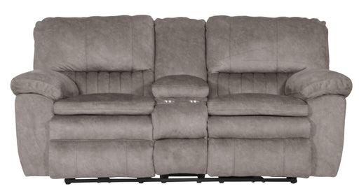 Catnapper Reyes - Lay Flat Reclining Console Loveseat With Storage & Cupholders - Graphite