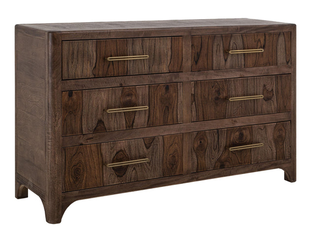 International Furniture Direct Praga - 6-Drawer Dresser - Almond / Barrel Brown