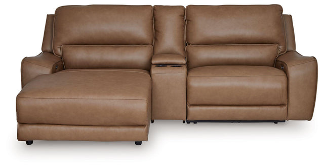 Ashley DeepWakes - 3-Piece Power Reclining Sectional With LAF Press Back Power Chaise - Caramel