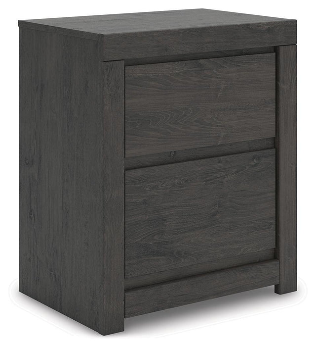 Ashley Fraluna Two Drawer Night Stand - Charcoal
