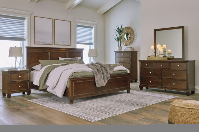 Ashley Danabrin - 6 Pc. - Dresser, Mirror, Chest, California King Panel Bed - Brown