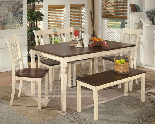 Ashley Whitesburg - White - 6 Pc. - Dining Room Table, 4 Side Chairs, Bench