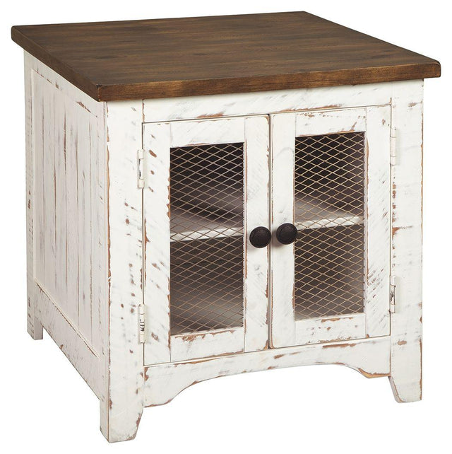 Ashley Wystfield Rectangular End Table - White/Brown