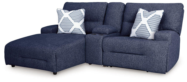 Ashley Acklen Place - Navy - 3-Piece Power Reclining Sectional Sofa With Laf Chaise