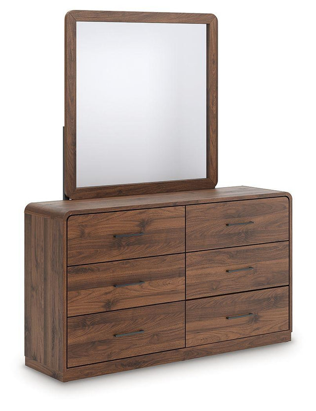 Ashley Fortlorn - Dresser And Mirror - Walnut Brown