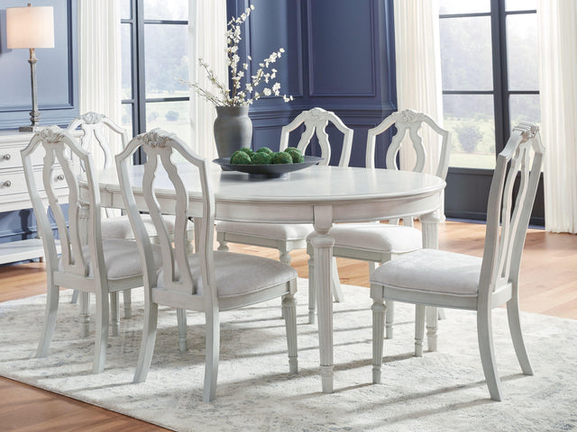 Ashley Montelaine - Antique White - 8 Pc. - Dining Room Extension Table, 6 Side Chairs, Server