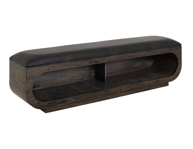 International Furniture Direct Black Balam - Wooden Bench With Cushioned Seat - Oil Black