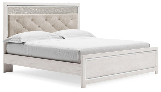 Ashley Altyra - White - King Panel Bed With Upholstered Headboard
