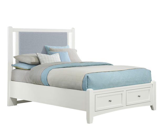 Vaughan-Bassett Bonanza - King Ocean Blue Upholstered Bed With Storage Footboard - White